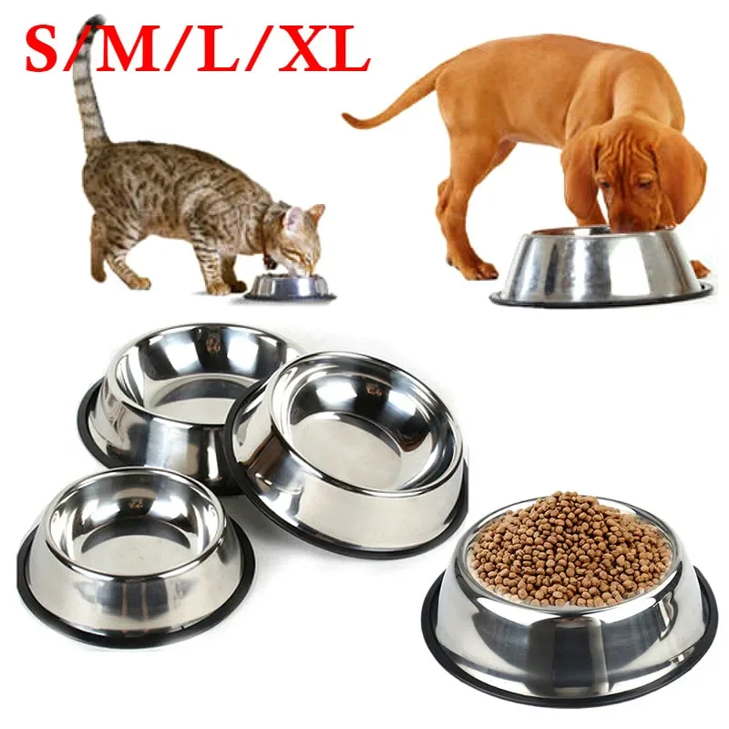 Pet Dog Cat Bowls Stainless Steel Feeding Feeder Water Bowl For Pet Dog Cats Puppy Outdoor Food Dish S/M/L/XL Mushroom pet bowl