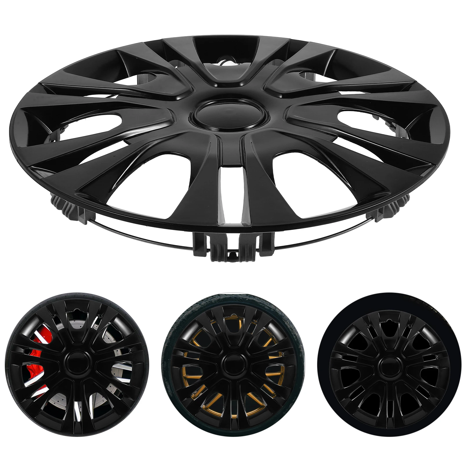 

1pc 14-inch Car Modified Universal Wheel Cover 14 Inch Car Hubcap Center Wheel Cover Black Rim Durable Explosion-Proof Universal