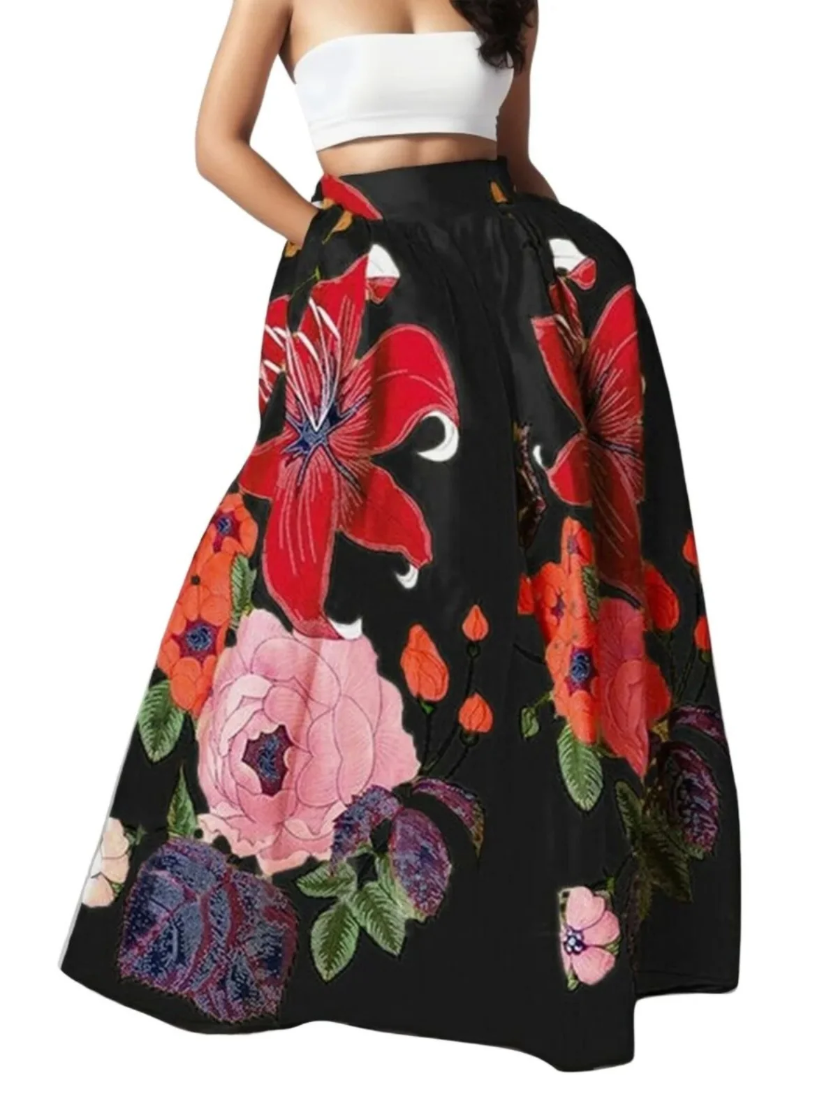 Falda de playa holgada con estampado de cintura alta para mujer, falda larga de verano para calle, TING, otra marca de ropa de 8 a 29 años