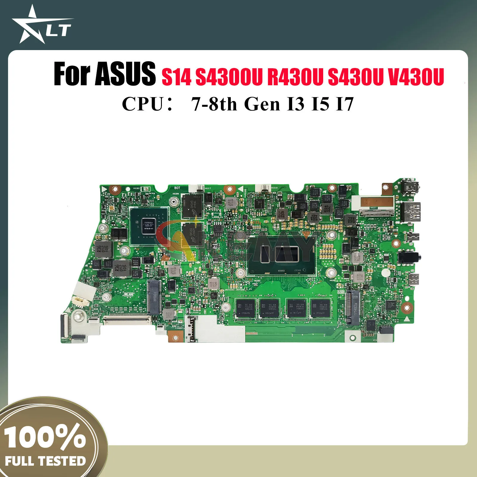

X430UN Материнская плата для ноутбука ASUS VivoBook V430U S430U K430U S4300U X430U S14 R430U X430UN Материнская плата с процессором I3 I5 I7 в порядке