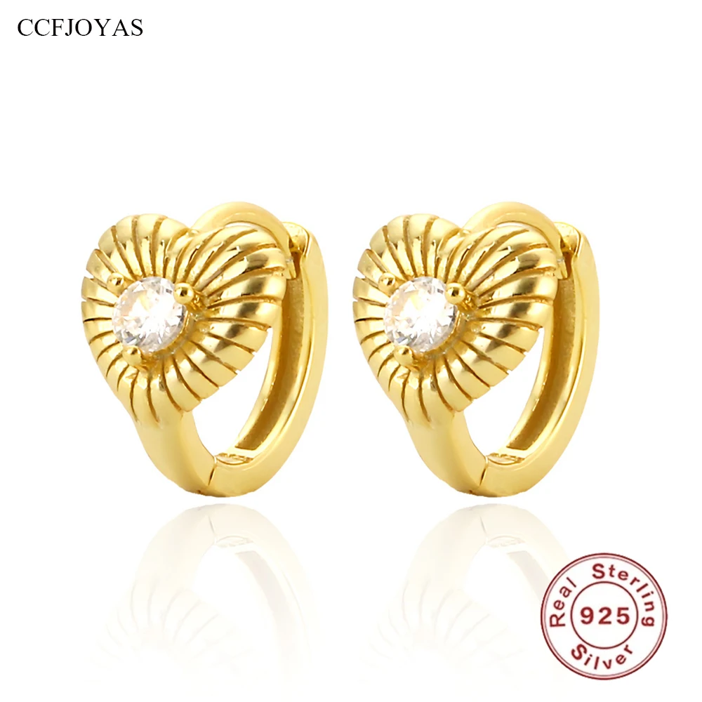 

CCFJOYAS 9mm 925 Sterling Silver Vertical Pattern Heart-shaped Hoop Earrings for Women Romantic Valentine's Day Present Jewelry