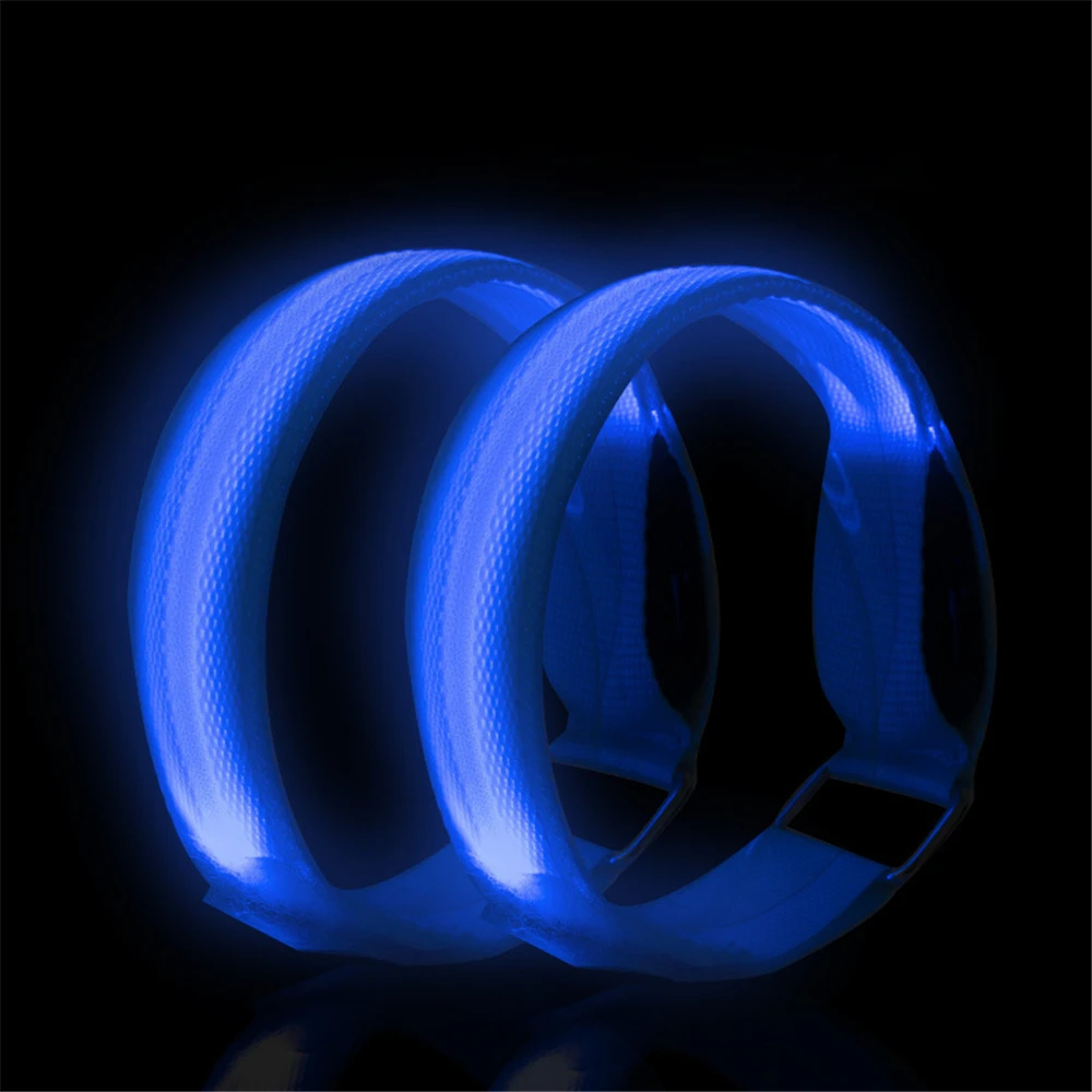 USB LED Luminous Night Running Armband Bracelet Outdoor Sports Reflective Safety Belt Wristband Arm Band Cycling Warning Light