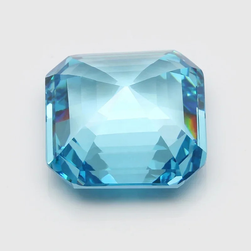 Moissanite batu Aquamarine warna ascher Cut longgar batu permata Lab tumbuh Moissanite perhiasan bahan dengan GRA bersertifikat