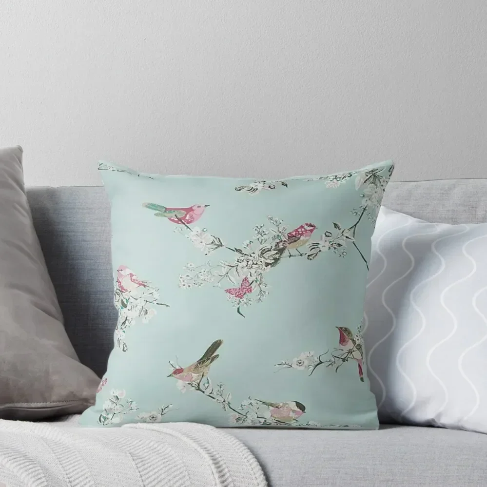 Duck Egg Blue Birds Throw Pillow Sitting Cushion Decorative Pillow Covers For Sofa pillow