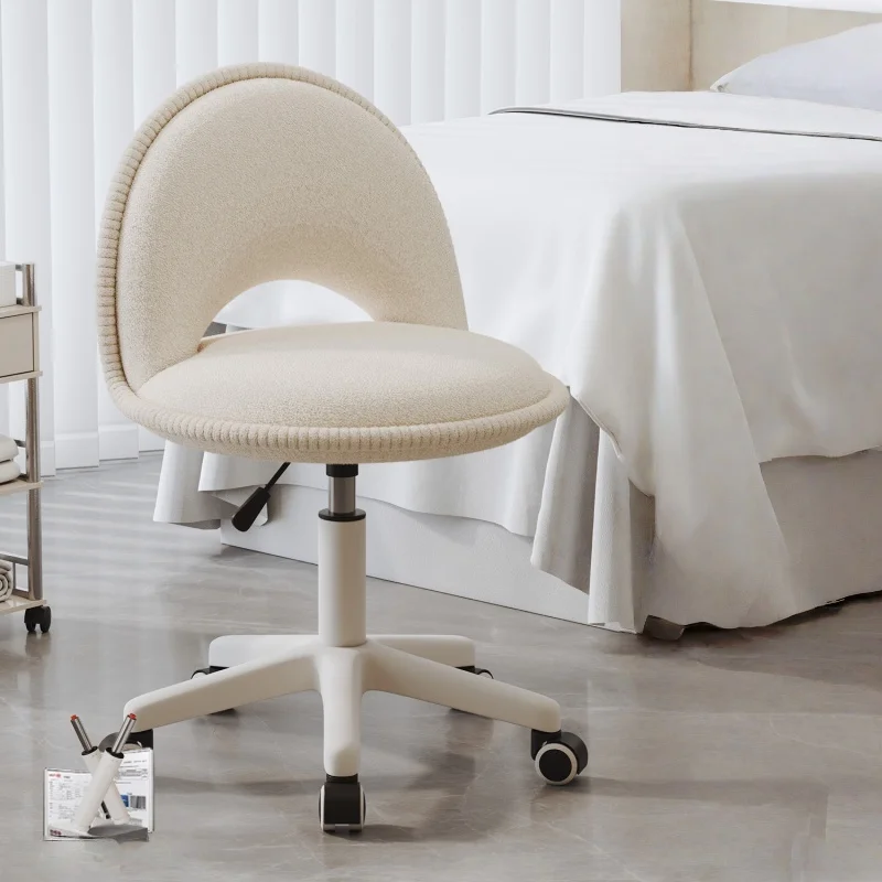 360° Swivel Makeup Chair Height Adjustable Desk Chair High Density Sponge Cushion Ergonomic Backrest Rolling Dressing Chair New