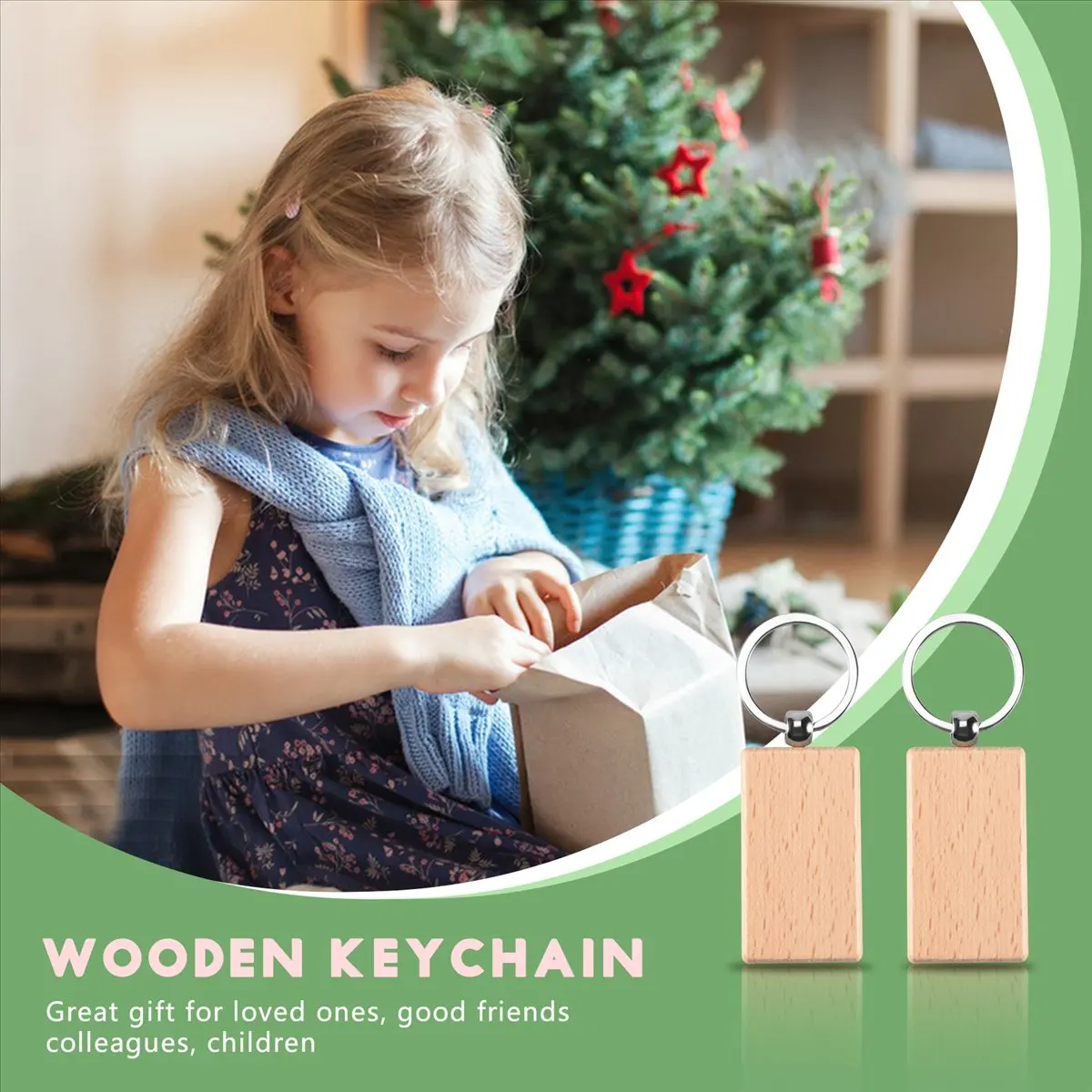 Super Sale 20Pcs Blank Wooden Key Chain Diy Wood Keychains Key Tags Gifts Yellow Rectangle