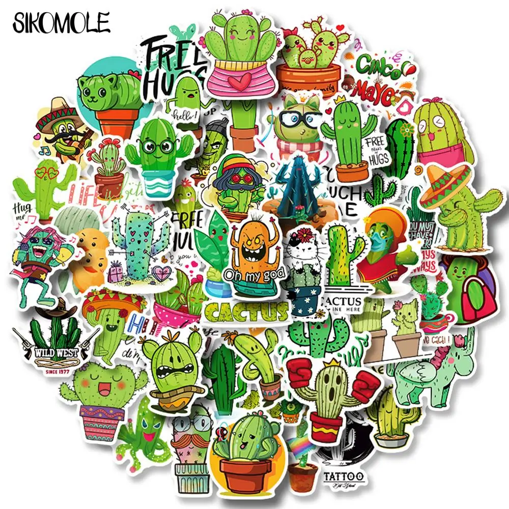 10/30/50PCS Cartoon Funny Cactus Sticker Plant INS Green For Car Skateboard Pegatina Coche Decal Luggage Graffiti Stickers F5