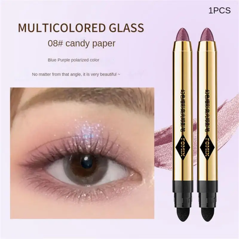 Double-Head Metallic Eyeshadow Stick, Shimmer, Ultra Pigmentado, Long Lasting Creme, Eye Shadow Pen, Cosméticos