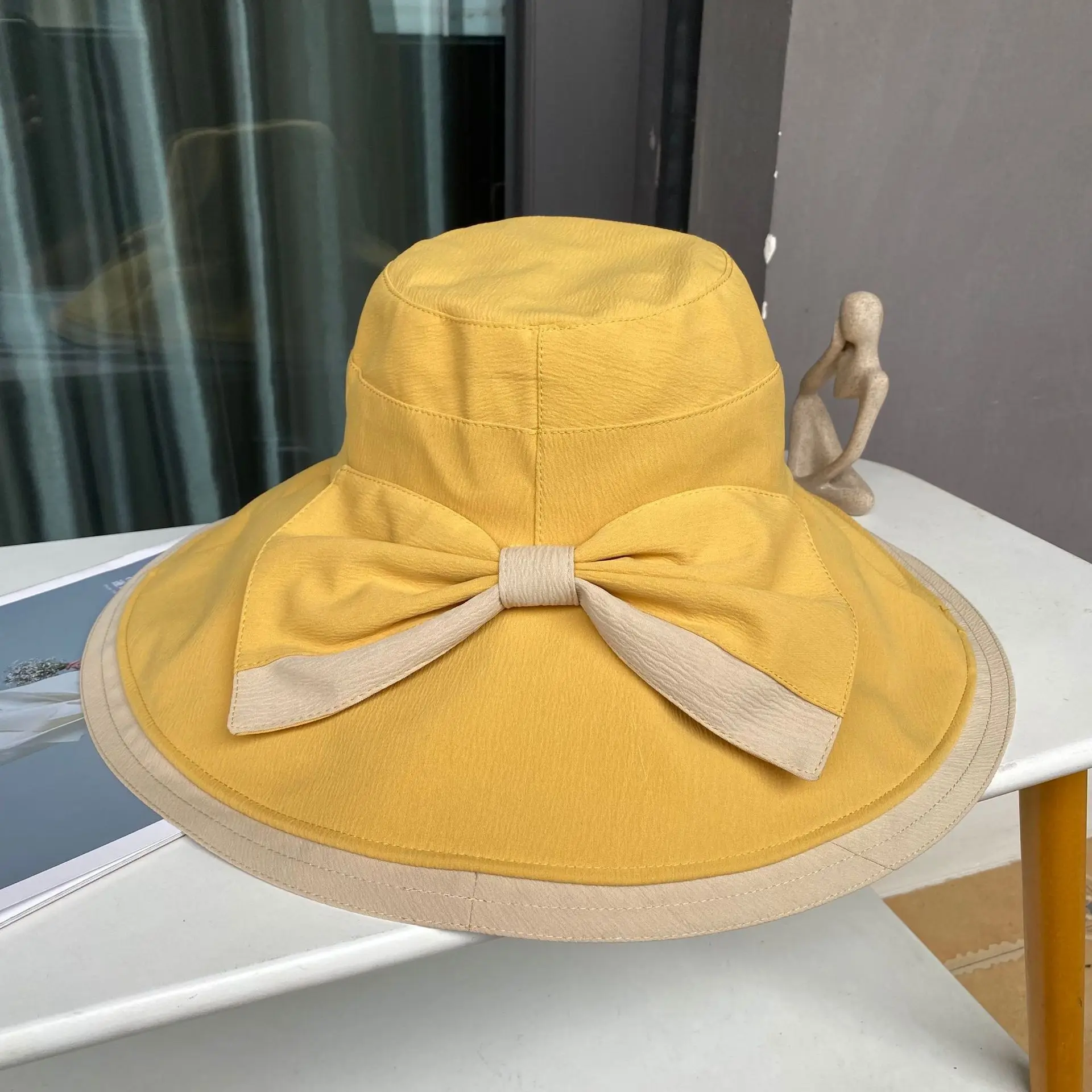 

Big Bow Sun Hat Ladies Big Eaves Hat Spring and Summer Fisherman Hat Everything Wind Sun Protection 모자 Hot Sell Free Mail