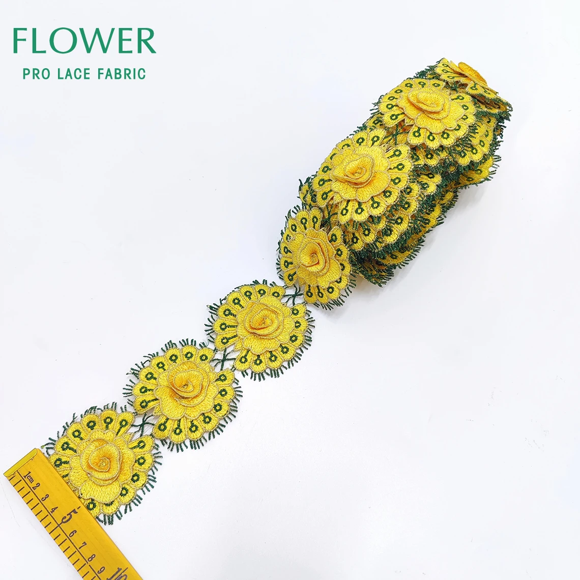 Yellow 3D Vintage Embroidered Ribbon For Crafts For Garment Sewing Birthday Dress Accessories Women Clothing Top Quality Laces