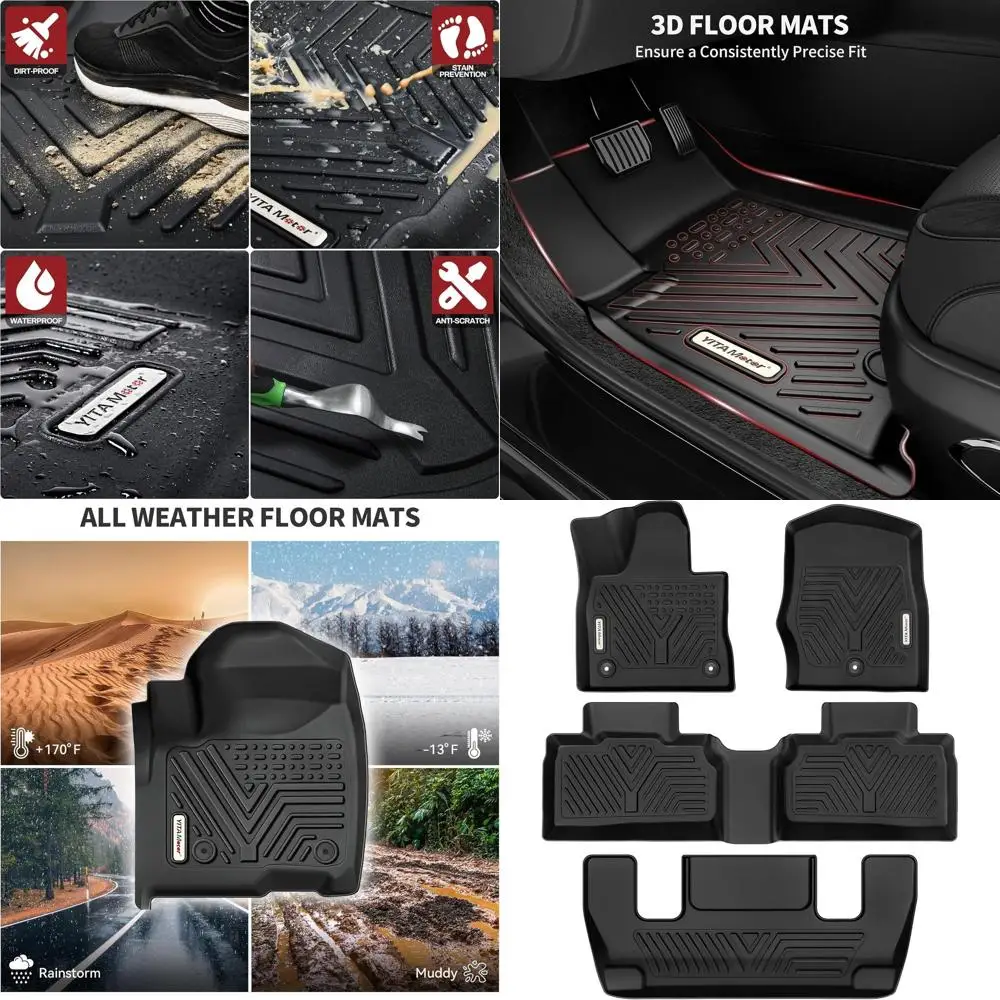 

Коврики подходят для моделей Ford Explorer 6, пассажира 2020-2026, всепогодный комплект напольных вкладышей из ТПЭ, 1-й, 2-й и 3-й Ro