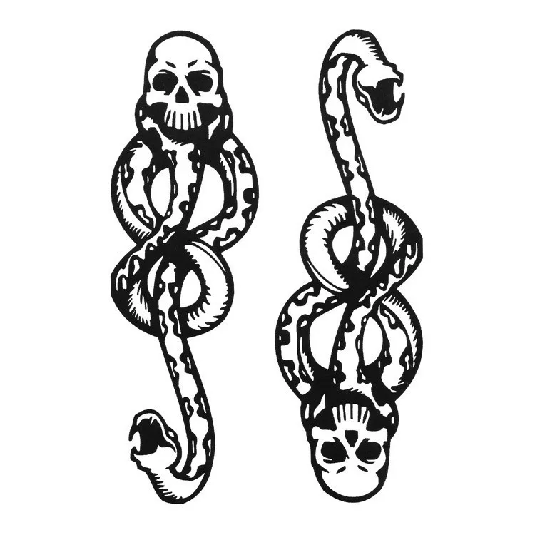 

1/2pcs snake tattoo sticker dark cool wind flower arm black mamba death man skeleton snake sticker