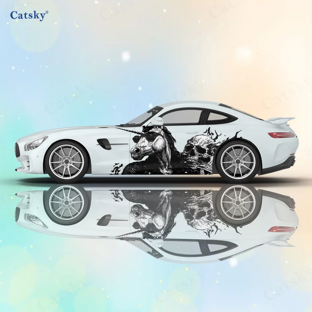 

Unicorn Sunglasses Skeleton Car Vinyl Wraps Decal Self-adhesive PVC Sticker Suitable for Trucks SUV Decor Auto Accessories Gift