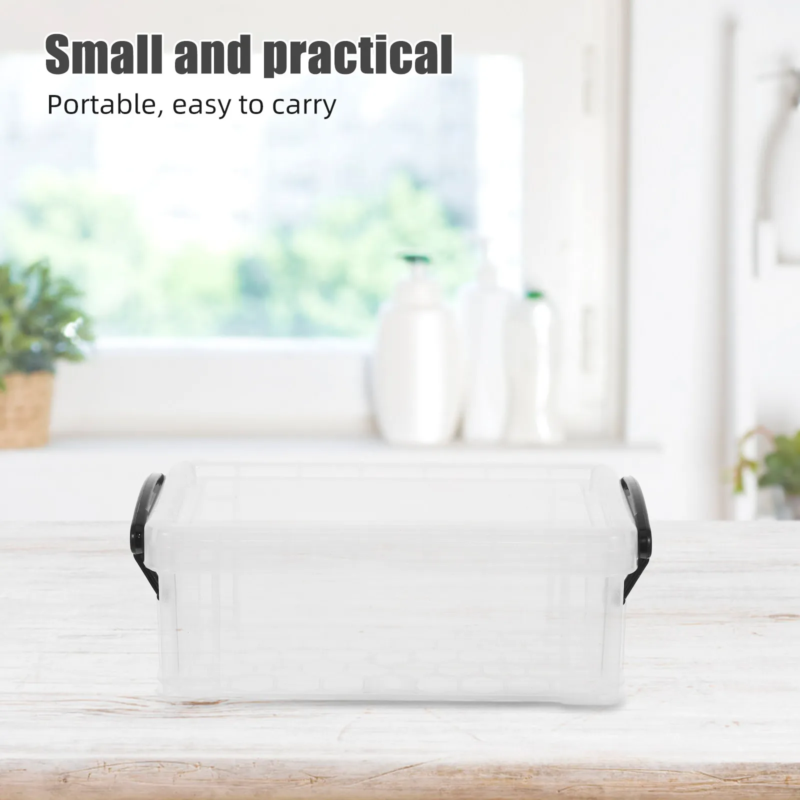 2Pcs Clear Plastic Storage Box 0.28L Stackable Desktop Organizer for Small Items Dustproof Lid Utility Container Space Saving