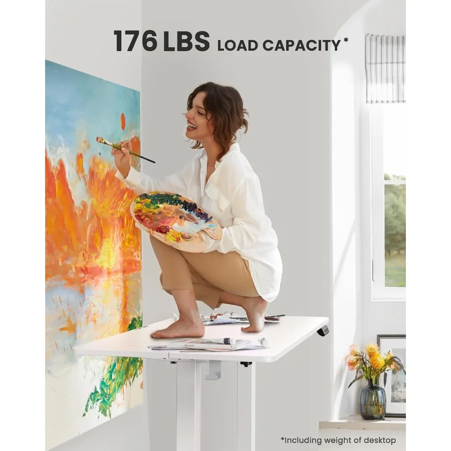 Height Adjustable Electric Standing Desk 55 x 28 Inches Sit Stand Up Desk for Home Office Large Memory Computer Desk with TwoPi