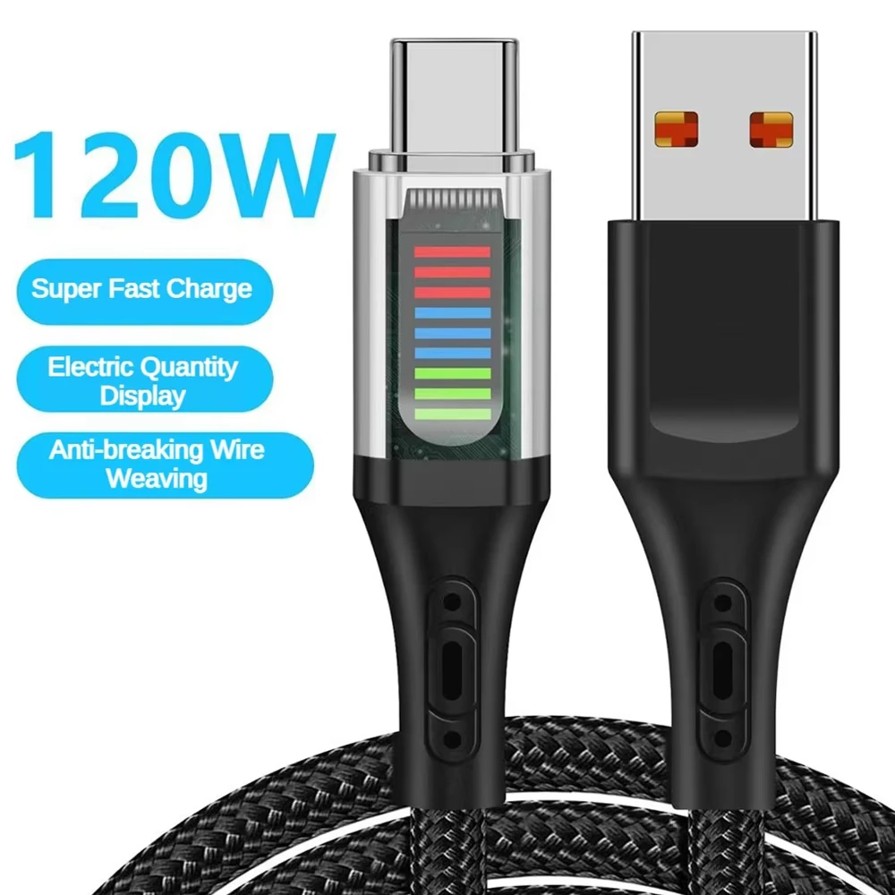 

PD 120W USB Type C Fast Charging Data Cable Fully Compatible for iphone 15 16 17 Samsung Huawei Xiaomi with LED Display