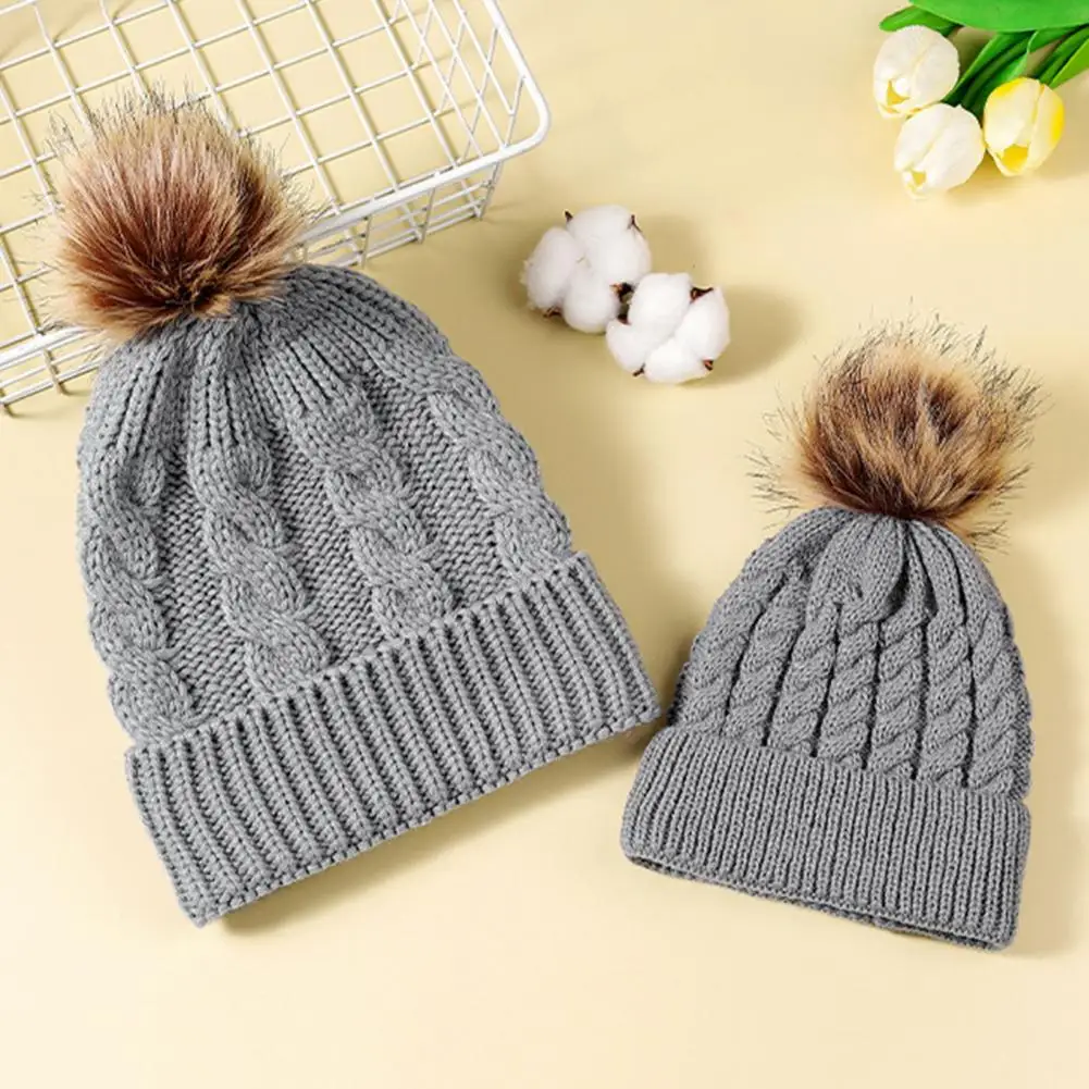 

Parent-child Thermal Hats Fashionable Knitted Hats Stay Warm Stylish with Fine Workmanship Thermal for Parent-child for Weather