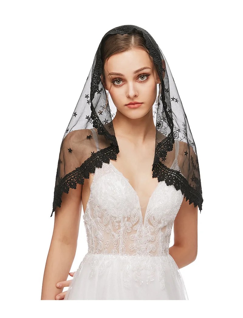 Lace Mantilla Veils For Wedding Bride Black White Christian Veils For Church Spanish Latin Mass Chapel Catholic Veil Head Scarf