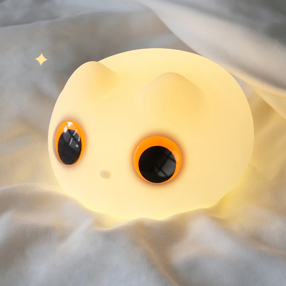 Veilleuse LED en silicone souple aste par USB, lampe de nuit chat mignon pour enfants, lumière chaude de dessin animé pour bébé, lumière décorative pour enfants