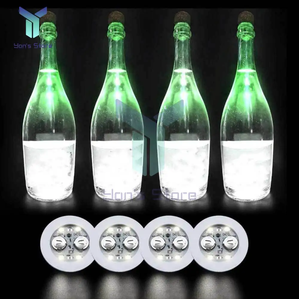 

Party Bar Colorful LED Cup Coaster Pad Adhesive LED Light Sticker Label Bottle Coaster for Champagne Vodka Wine Drinks Flash