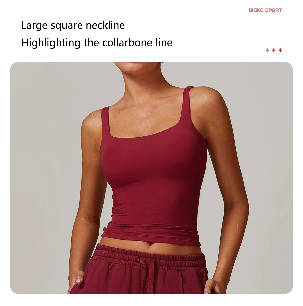 Hearuisavy Summer Women's Sports Bra Square Neck Tight Yoga Tank Top Gym Running Breathable Casual Vest Comfort Fit Workout Top