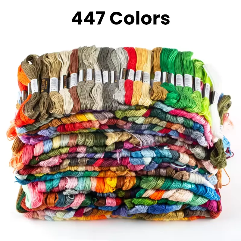 

XUQIAN 447pcs Rainbow Color Embroidery Floss with Cotton for Cross Stitch Threads Bracelet Yarn Craft Floss Embroidery Floss Set