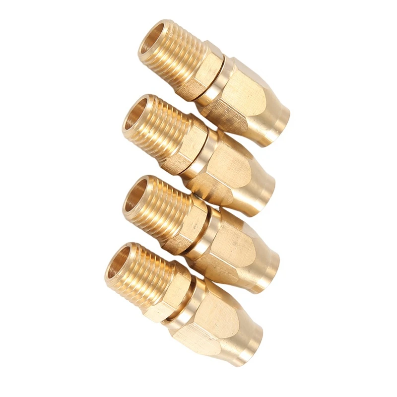 4PCS Brass Pneumatic Replacement Fitting For 1/4-Inch ID Hose X 1/4-Inch NPT Rigid,Solid Brass Reusable Air Hose Splicer