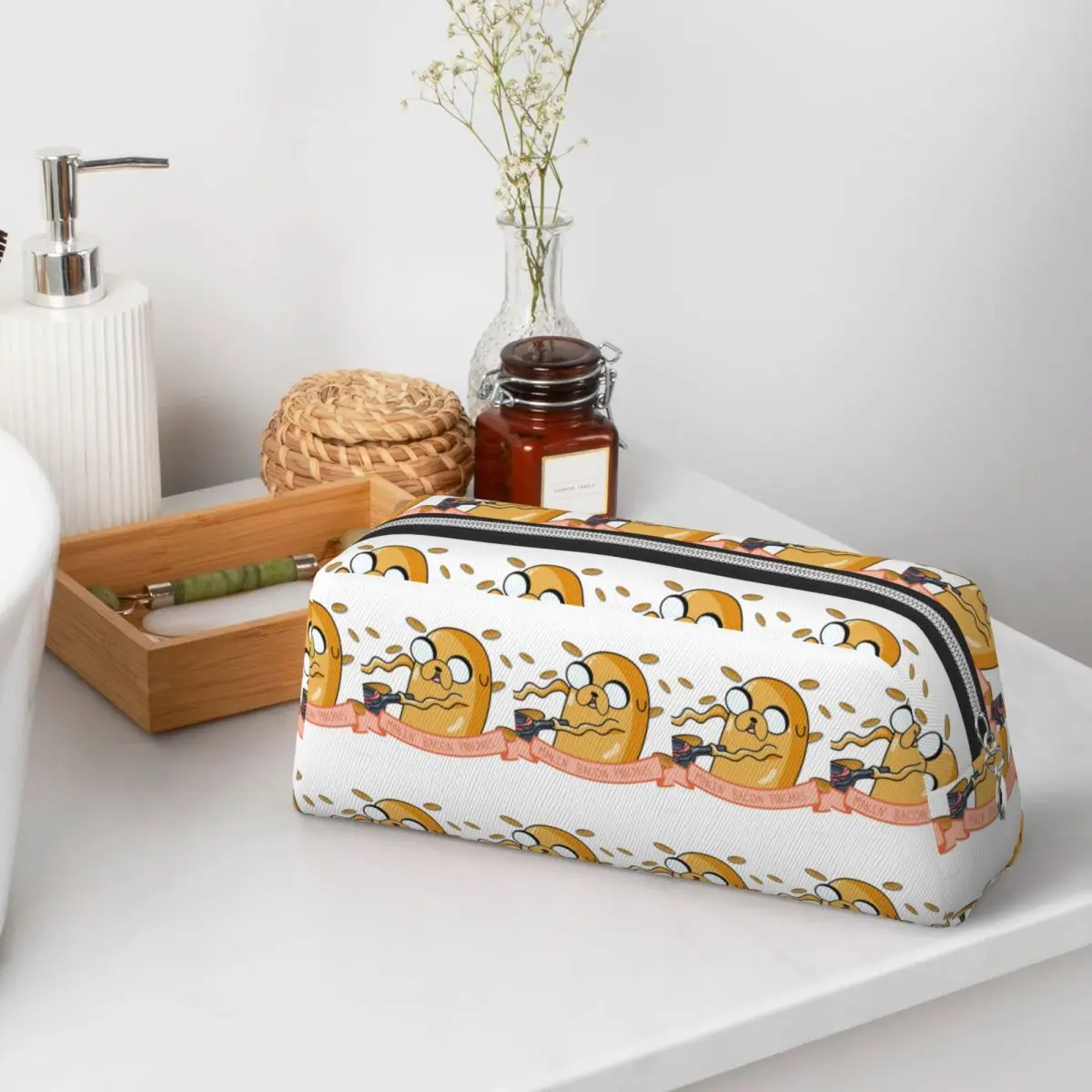 Jake Baking Bacon Pancakes Pencil Cases for Student Gifts Pen Box Pencil Bag Pencil Pouch Storage Stationery Supplies