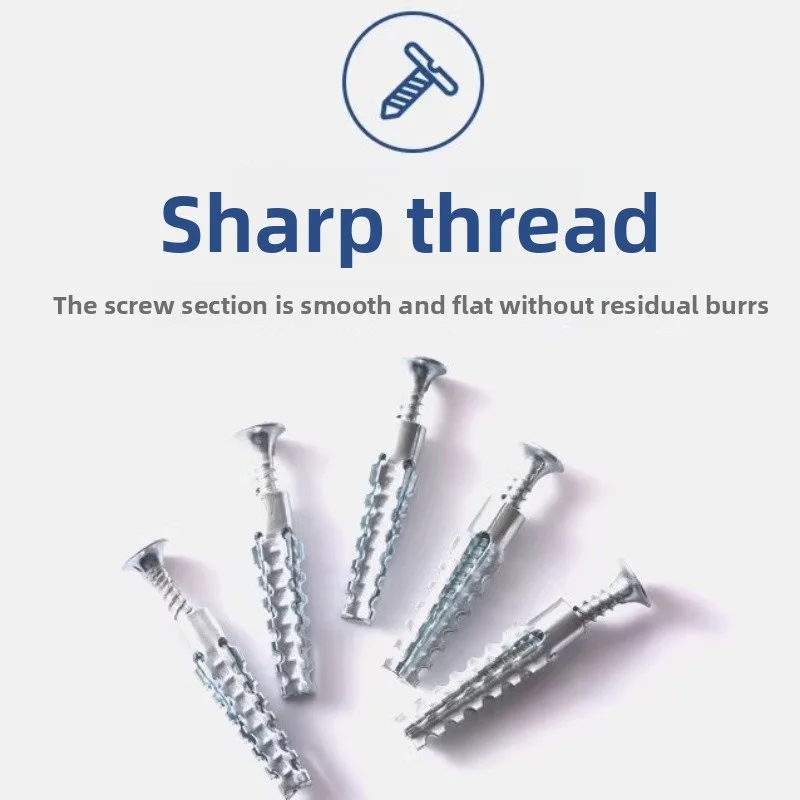 50/100Sets Metal Expansion Tube Self Tapping Screws Sets Drilling Plug Screw for Concrete Wall Anchors Fasteners Bolts Kits