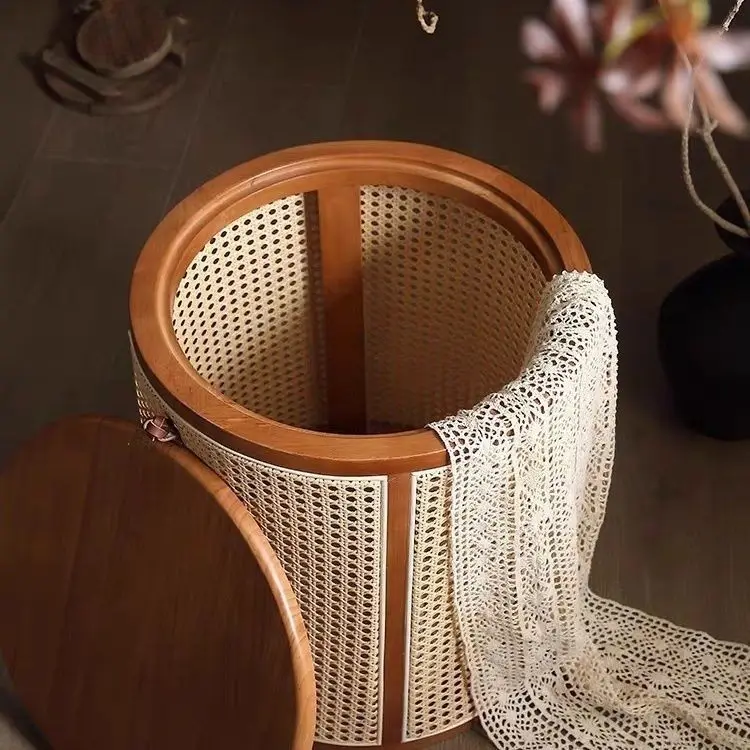 

Storage Floor-to-ceiling household rattan dirty clothes basket, coat rack, modern living room, bedroom, clothes rack, mobile
