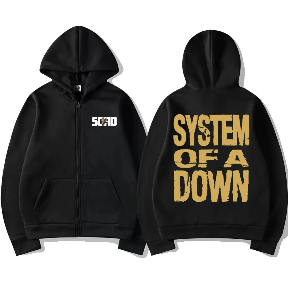 Rock Band System of A Down Tour 2026 Zipper Hoodie Men Gothic Punk Rock Zip Up Jacket Men's Hip Hop Oversized Zip Up Sweatshirt