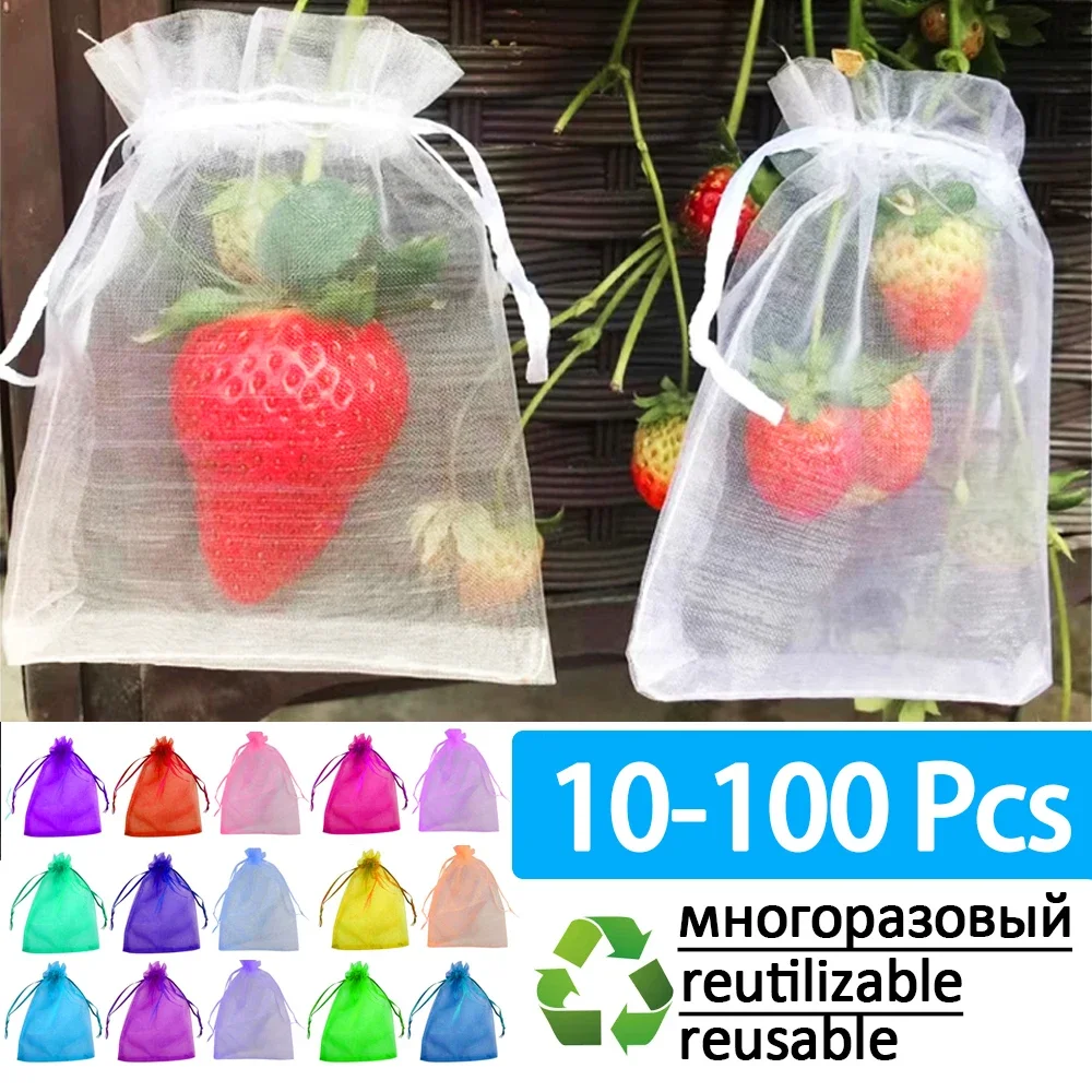 10-100pcs Plant Protection Bags Fruit Grow Bags Netting Mesh for Vegetable Strawberry Grapes Pest Control Anti-Bird Garden Tools