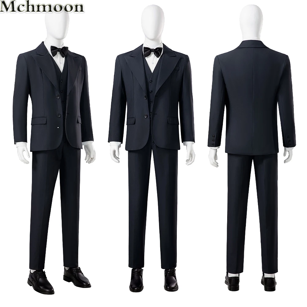 Joker: Folie à Deux Black Gown Cosplay Costume Suits Halloween Gentlemen Outfit With Vest