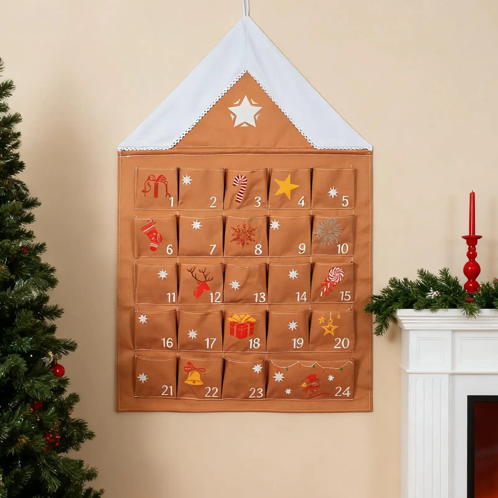 

2025 Рождественские подвесные сумки для хранения за дверью, настенные 24-дневные рождественские сумки для хранения обратного отсчета для праздника, сезона