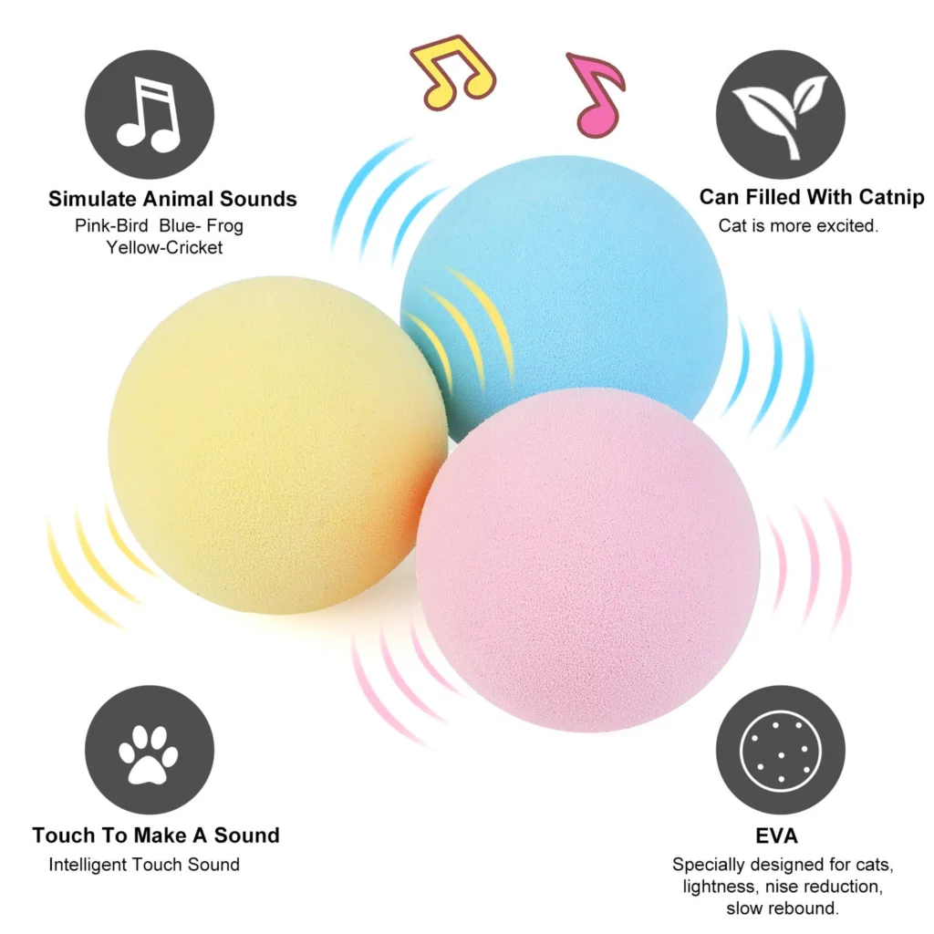 Juguetes inteligentes para gatos, pelota interactiva táctil inteligente para aves, Rana, críquet, bolas de sonido para mascotas, juguete para