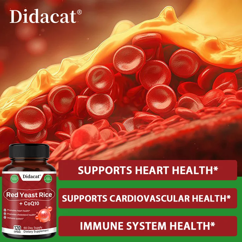 Arroz com fermento vermelho + coenzima Q10 - Antioxidante, protege a saúde do coração, ilumina o tom da pele, promove a saúde cerebral, aumenta a energia