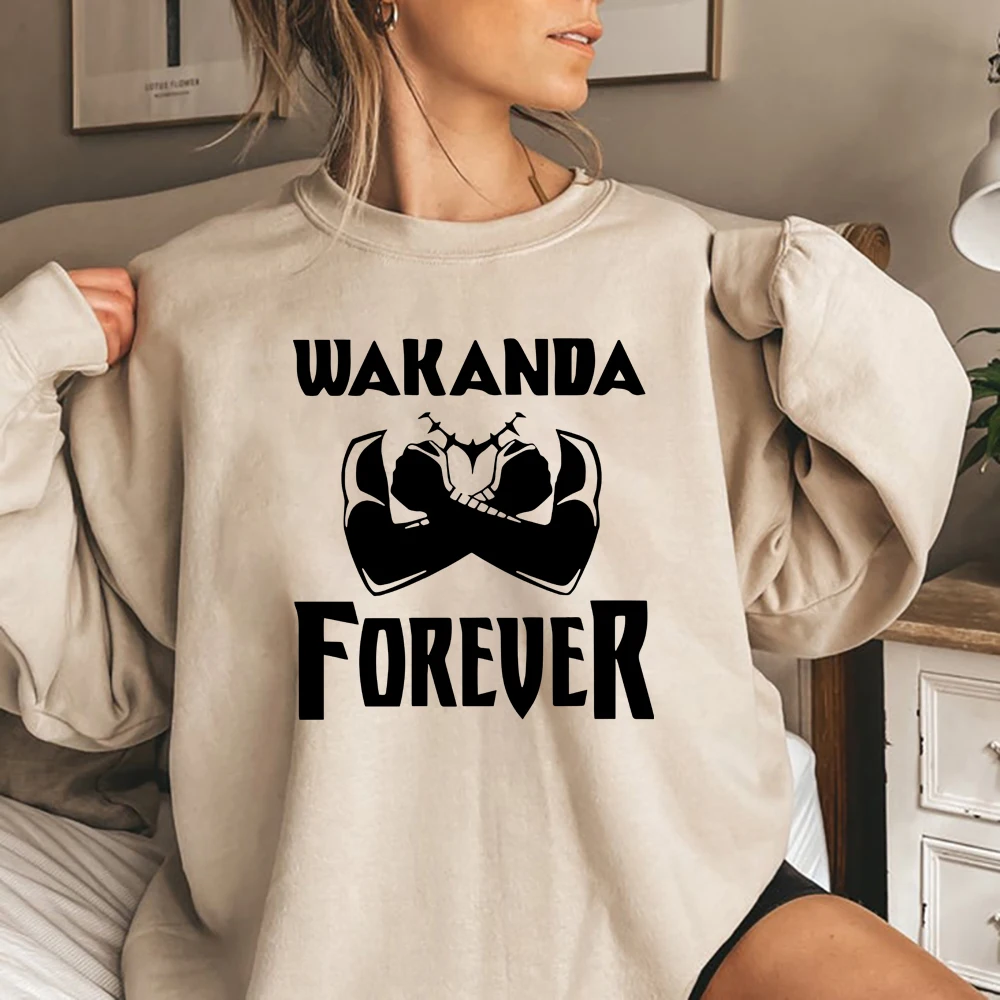 Wakanda Forever Sweatshirt King of Wakanda Hoodie Panther Black King Jumper Vintage Superhero Crewneck Sweatshirts Hipster Tops