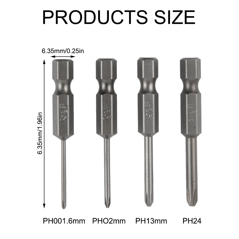 4pcs PH00 PH1 PH2 50mm Hex Shank Cross Screwdriver Bits Alloy Steel Magnetic Bits For Electric Driver Repair Appliances Tools