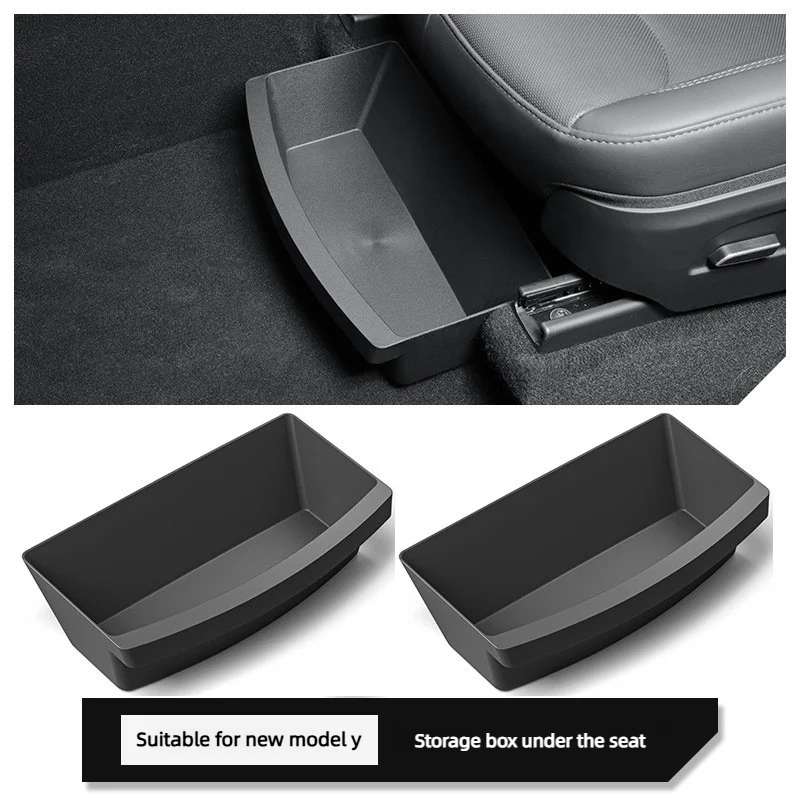 

Under Seat Storage Box Organizer for Tesla Model Y Juniper 2025 2026 Hidden Storage Box Washable Underseat Drawer Accessories