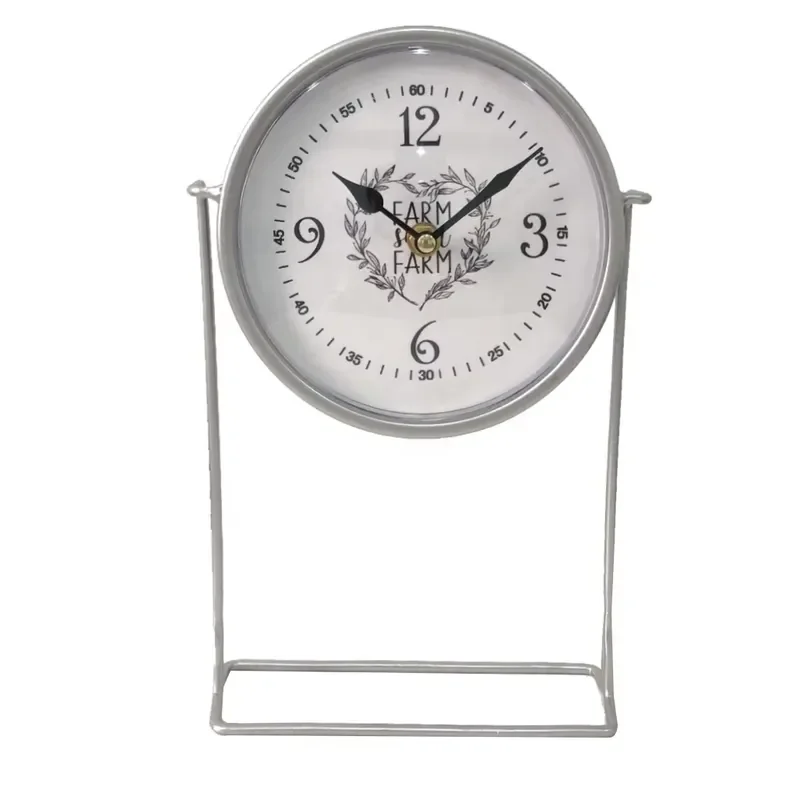 for Vintage Small Metal Table Clock Silver Decorated Battery Operated Desk Clock for Children's Bedroom Home Office