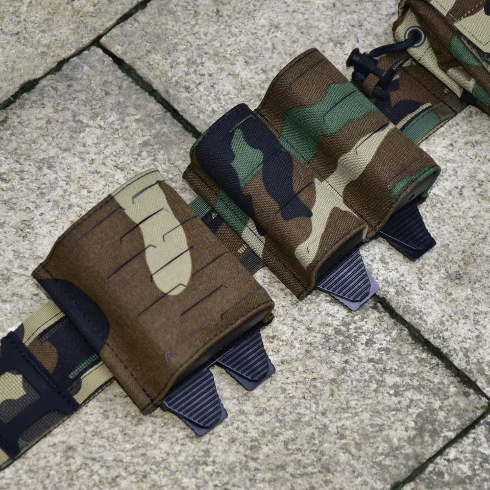 2+1 Set 556+9MM Weird Style Elastic K Clip Fixed Mag Pouch Storage Case Laser Front Panel Molle