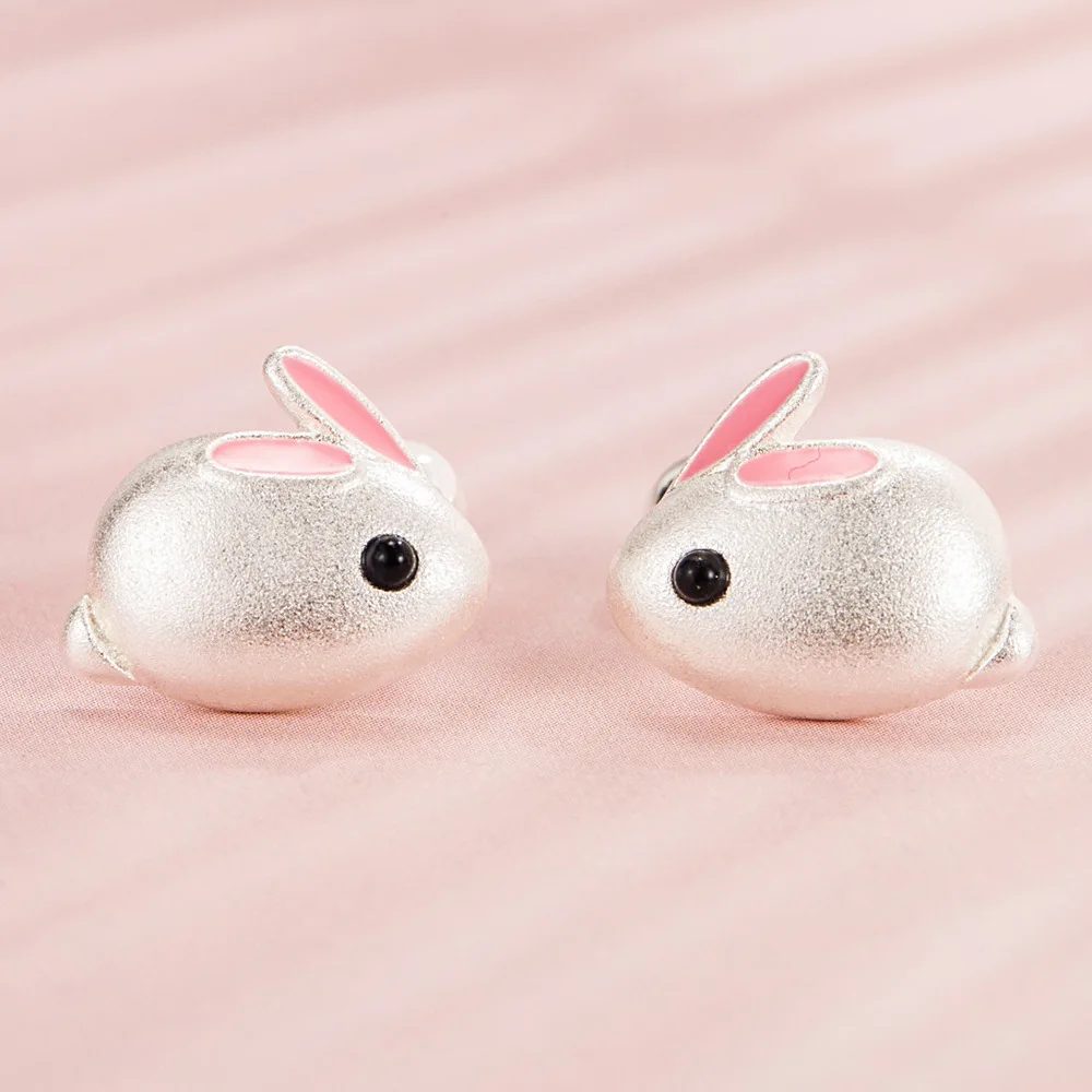 Romantic Rabbit Bead Screw Stud Earrings for Women New Real 925 Sterling Silver Girls Minimalist Fine Jewelry 2026 view 3