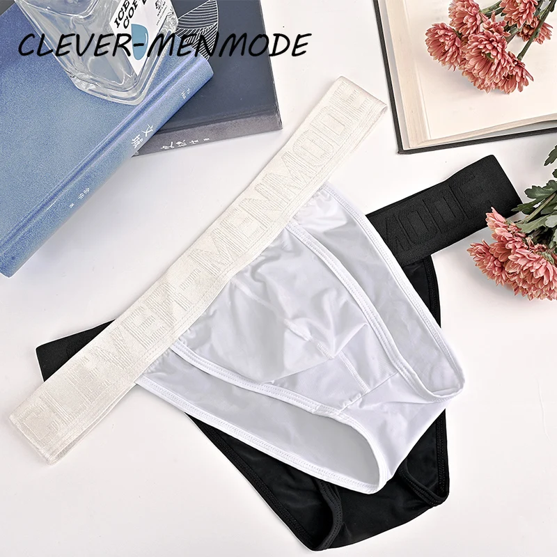 Men\'s Sexy Mini Sheer Ice Silk Underwear Suspender Transparent Thong Big Bag Pocket Split Lingerie Comfort Panties Sissy Gay