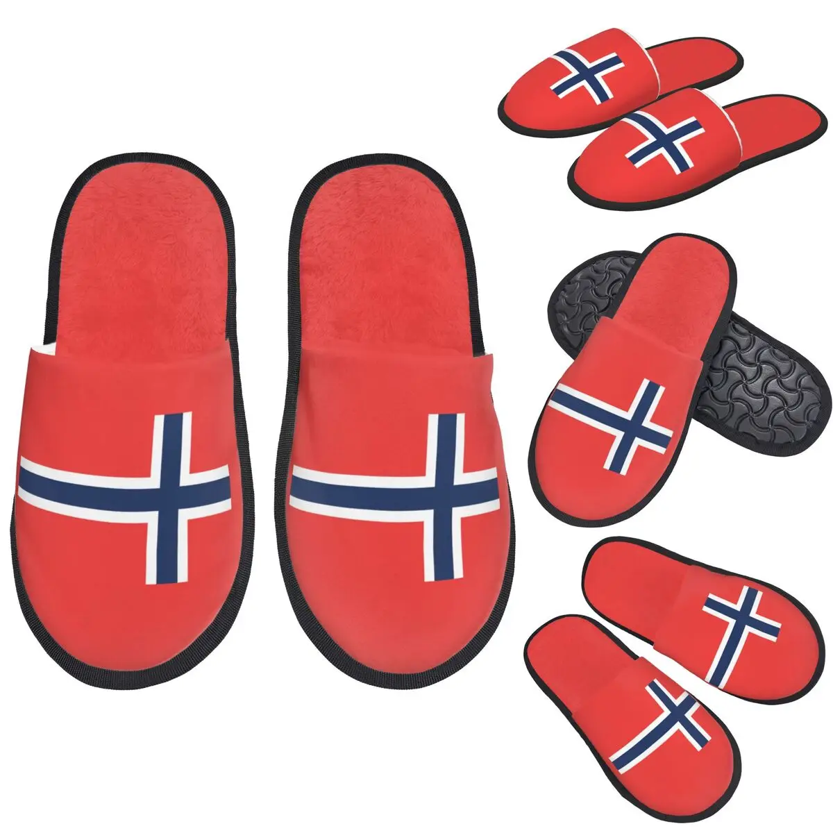 Custom Norway Flag  Slippers Memory Foam Warm Soft Women House Slipper Bedroom Comfy Shoes