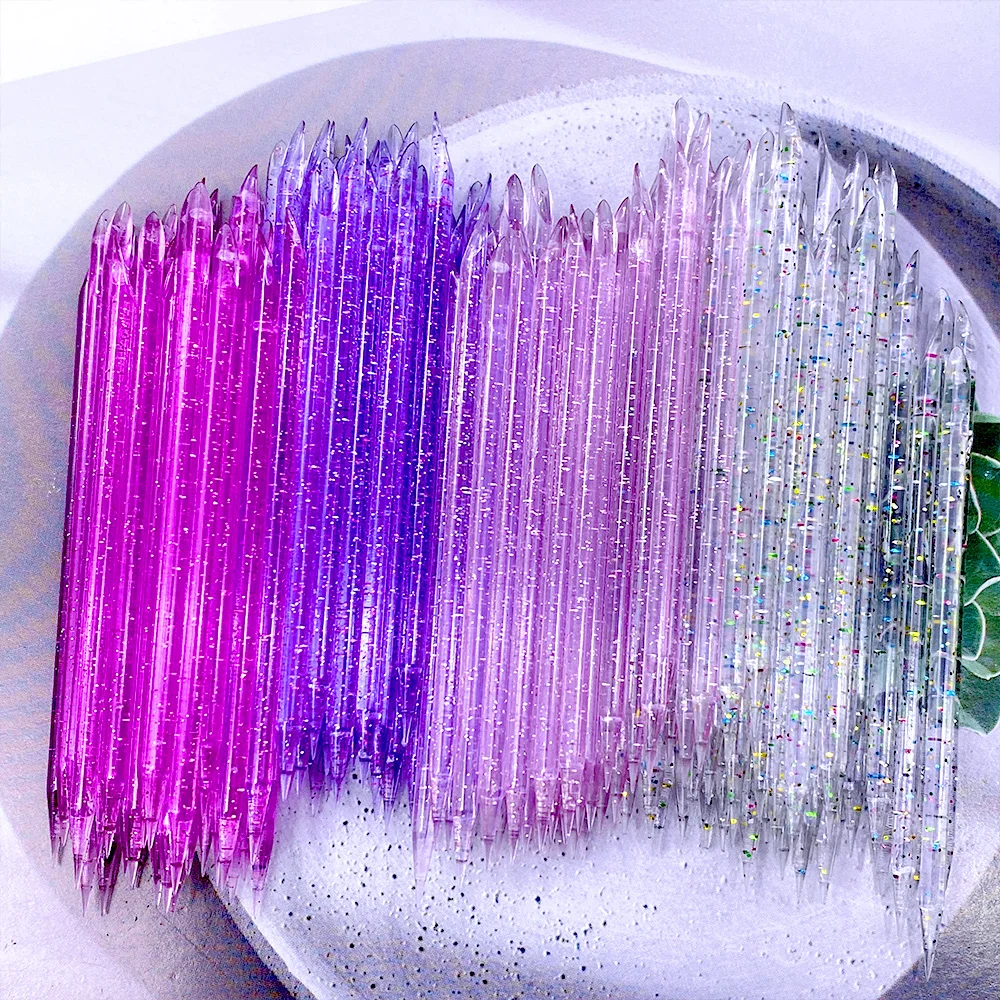 100/400Pcs Reusable Nail Art Cuticle Pusher Acrylic Double Sided Nail Sticks Crystal Glitter Pedicure Nails Care Manicures Tools