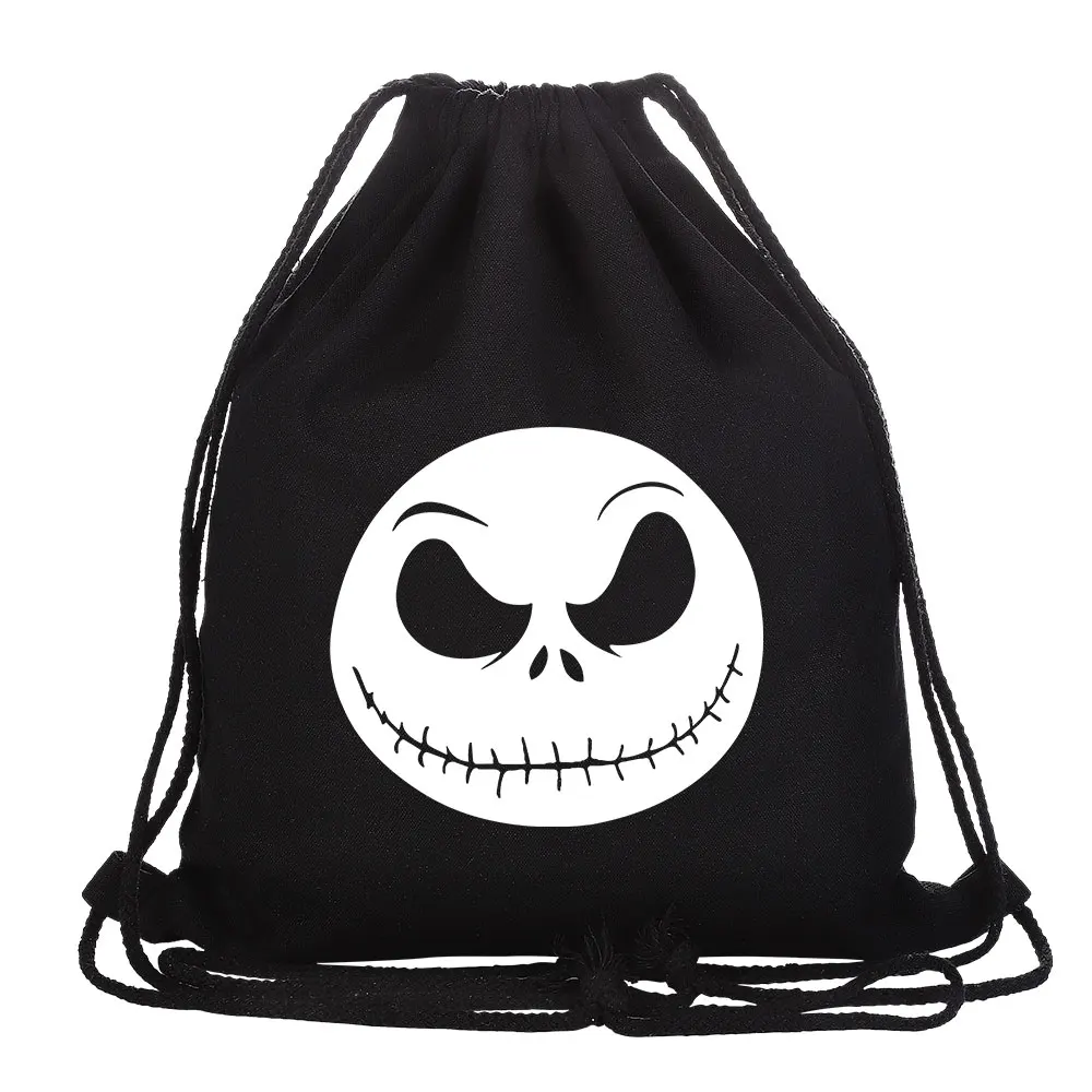 The Nightmare Before Christmas Jack Sally Canvas String Drawstring Bag Shopping Bags