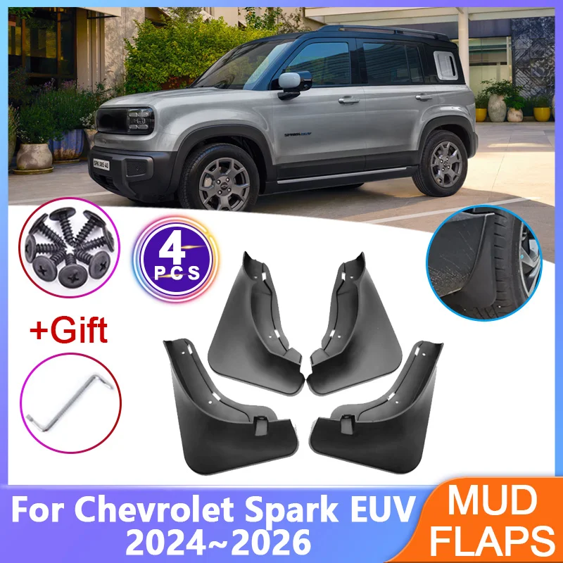 4PCS For Chevrolet Spark EUV Accessories 2024 2025 2026 BaoJun Yep Plus Car Fender Mudguards Anti-splash Flap Front Rear Mudflap
