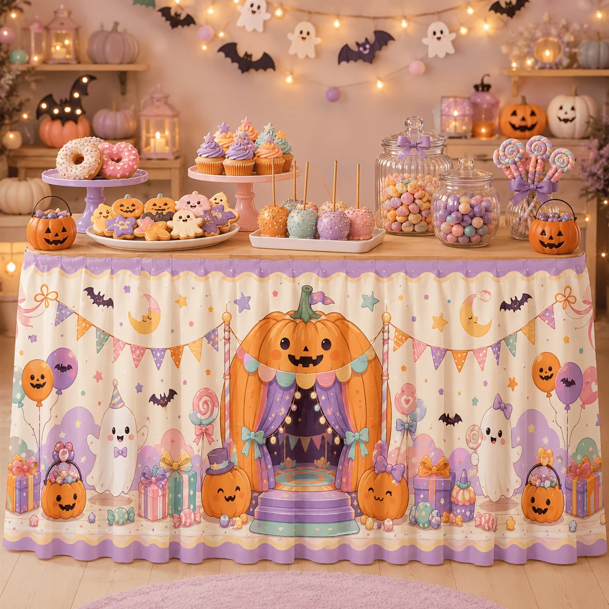 1 set of tablecloth and table skirt, vintage style, 