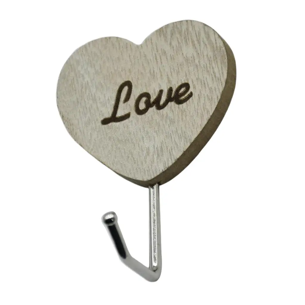 Wooden Adhesive Wall Hanger Hooks Vintage Style Wall Sticker Hook for Organizing Clothes in Bedroom Kitchen