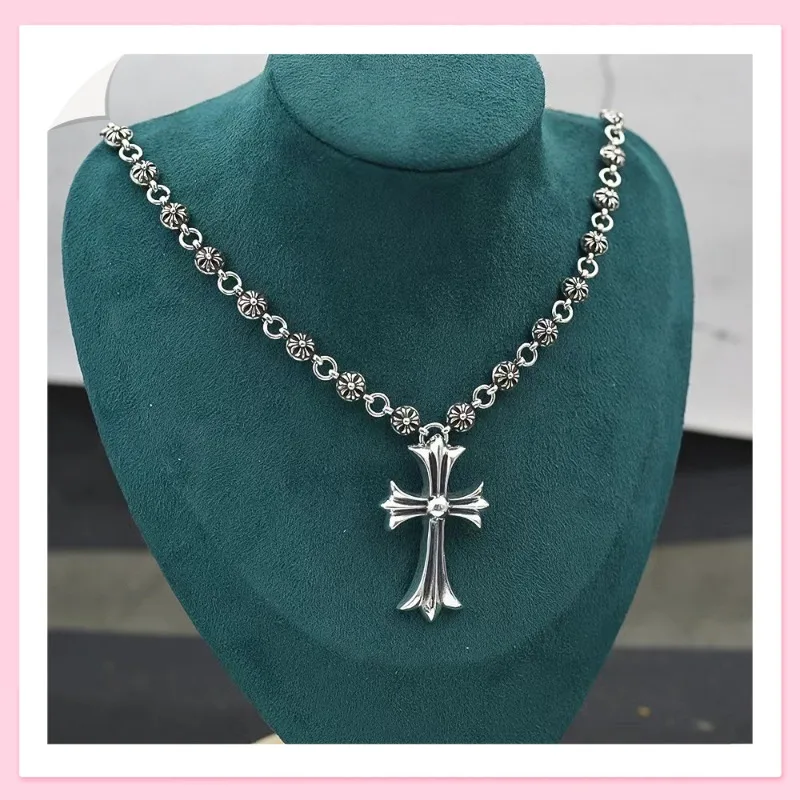 

Мужское винтажное ожерелье с подвеской в виде старинного креста, в стиле хип-хоп и панк, премиум-класса, с круглыми бусинами и крестообразными вставками.